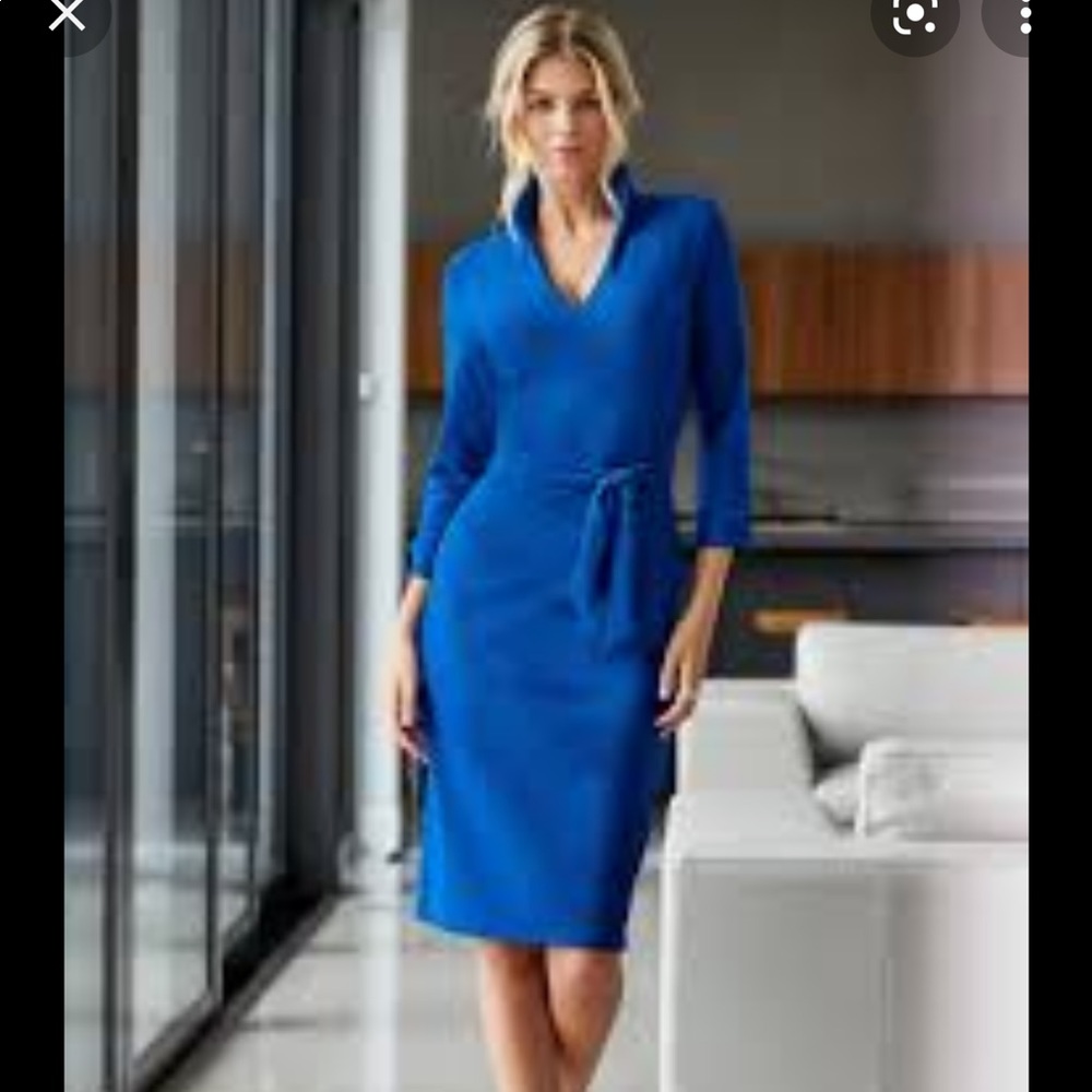 Boston Proper Blue Tie Front Dress Size M